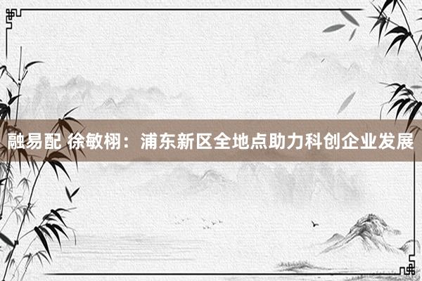 融易配 徐敏栩：浦东新区全地点助力科创企业发展